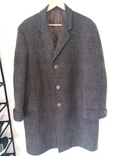 Vintage Black, grey & burgundy Dunn & Co/Crombie tweed coat 44"-46"chest