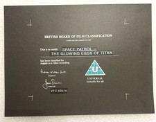 BBFC Black Certificate Card - 1963 Original Gerry Anderson Space Patrol S1E14