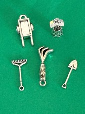 Tibetan Alloy Antique Silver Charms Gardening Garden wheelbarrow tools style.(2)