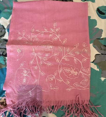 Pink wool shawl scarf - shawl,