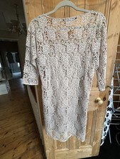 Zara Cream Lace Shift Long Sleeve Dress With Slip Size S 