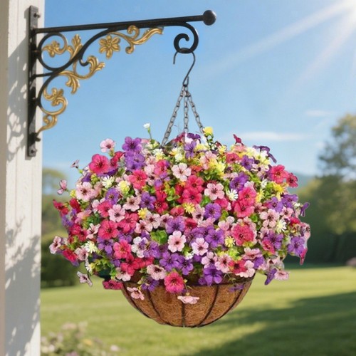 Hanging basket with artificial - with,