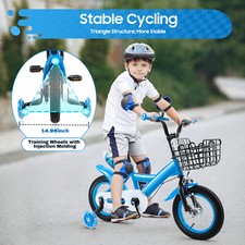 12" Kids Bicycle Boys Girls Bike Disk Brake w/ Training Wheels for 3-6 Years Old