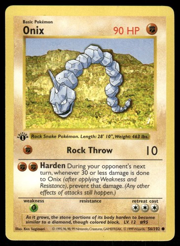 Pokemon cards onix 102 1st - pokemon,