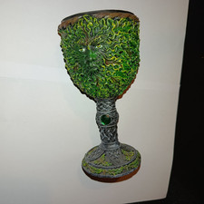 Green Man Celtic Tree Goblet Chalice Cup – Fantasy Pagan Decor 🍃✨
