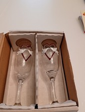 Pair Ofdovers &heart Champagne Flutes From Celtic Glass Designs never Been Used.