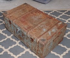 Large Antique Indian rusted metal chest,Storage,Blanket Box,Shabby Chic, Antique