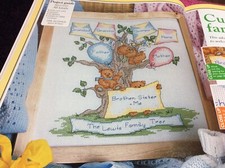Cute family tree cross stitch - cross,