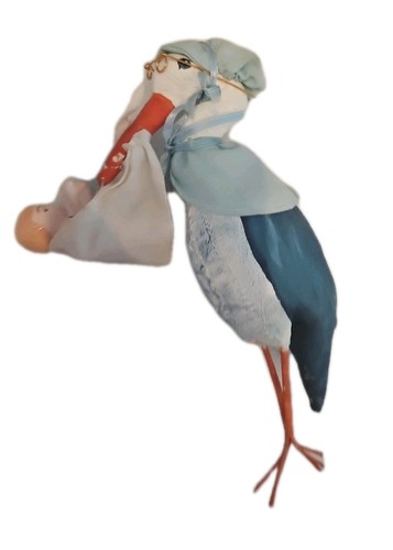 Cotton stork delivering baby - cotton,