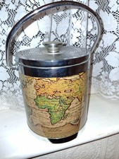 Vintage Retro World Map Ice Bucket & Lid - world map