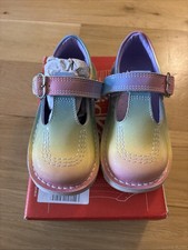 Kickers T-bar Rainbow Leather Girls Shoes UK Size 9 EU Size 26 New