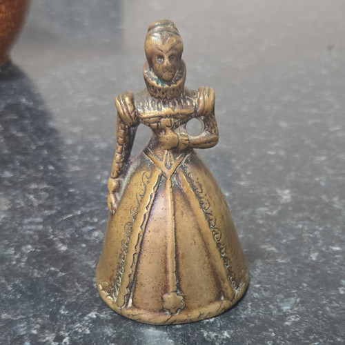 Brass lady figure hand bell - lady,