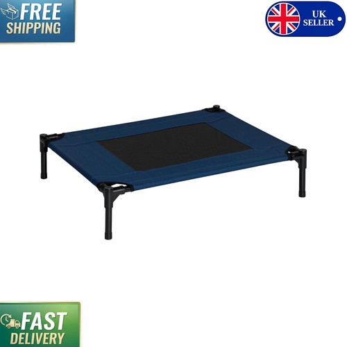 Blue elevated dog bed - elevated, with