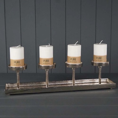 Metal pillar candle - metal, tea