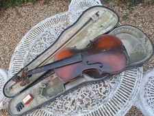Used Vintage Stradivarius Model Violin Cremona & Case for Renovation FREE P&P 