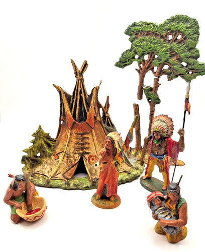 Elastolin 7cm indian camp - elastolin, set