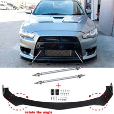 Car Front Bumper Lip Splitter + Strut Rods For 2008-2015 Mitsubishi Lancer