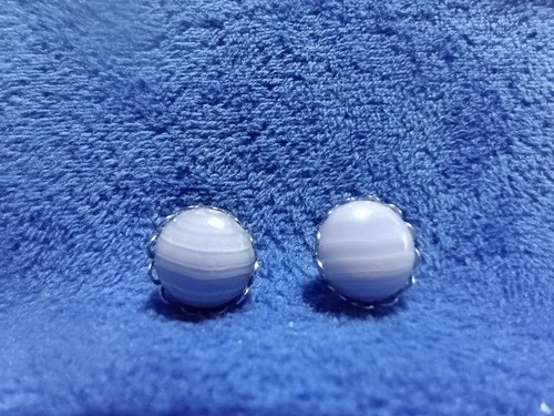 Blue lace agate - blue, stainless