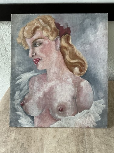 Vintage mid century nude oil - mid-century,