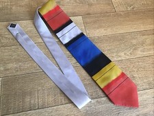 LORNA NEARY Hand Painted Pure Silk Abstract Multicolours Striped Quirky Tie