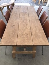 8ft X 75cm 3 Plank Solid Oak Luxury Folding Dinner Trestle Table. Hand Made