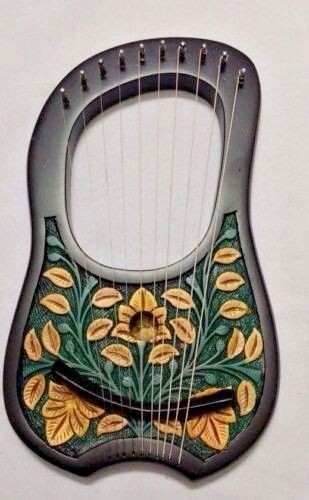 Black lyre harp golden leaf - leaf, 10