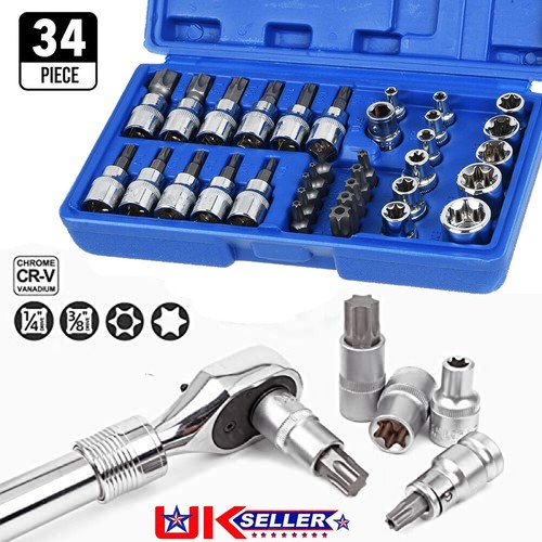 34pcs torx star socket - star, set