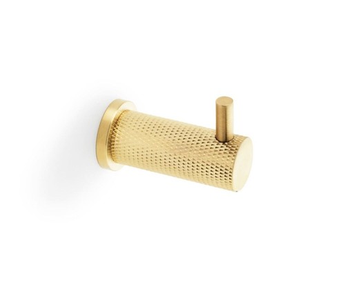 Satin brass knurled coat hook - satin,