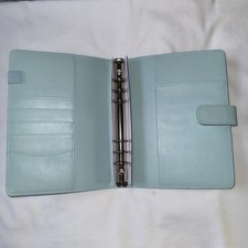 A5 Blue Classic Loose Leaf Ring Binder Notebook Planner Diary Cover PU Leather