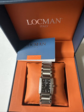 Locman Black Titanium & Stainless Steel Giannutri Designer Watch With Diamonds .