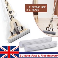 Sponge Mop Heavy Duty Super Absorbent Cleaning Floor Superdry  Handle+3 Heads