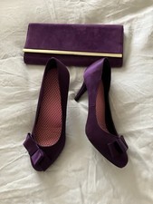 Purple Satin Monsoon Shoes Size 5 and Matching Bag Worn Once Wedding Party