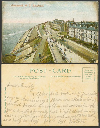 Blackpool old colour postcard - old,