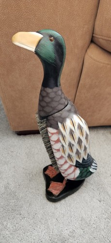 Vintage wooden duck shoe - shoe, brush