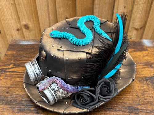 Black steampunk top hat - black,