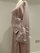 Eid Pink Bow Abaya With Pearl