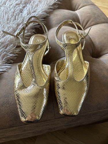 Zara gold flat strappy - gold,
