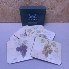 6 Jason Coasters - Grapes - Boxed - 11.5 x 9.5cm