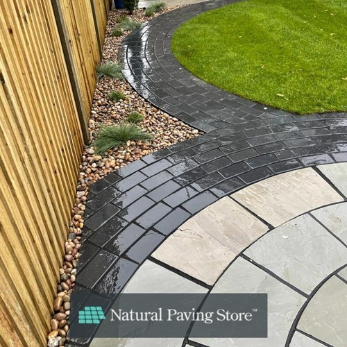 Black limestone paving - black,