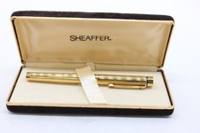 F Vintage Boxed Sheaffer Targa 14k Gold Nib Gold Plated Fountain Pen - Engraved