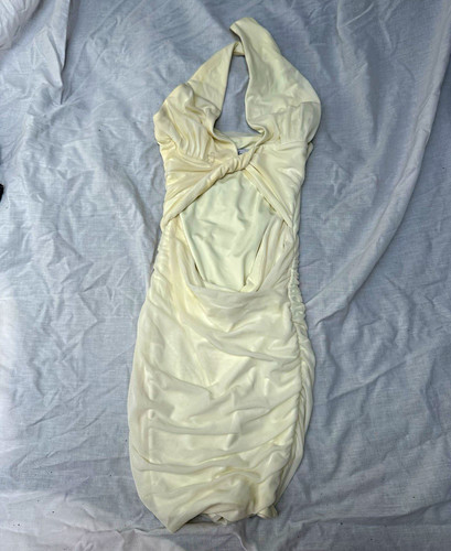 Polly ivory satin bodycon - satin,