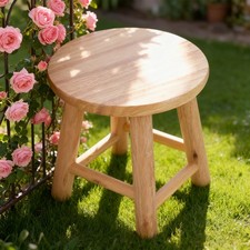 Small Solid Wood Stool, Round