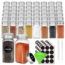 36x spice jars square glass - 12/36x,