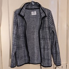 Women's New Size 8 Tu Black, White & Grey 'Folklore' Fleece-Lined Cardigan