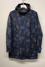 Mens Selected Homme Paint Splatter Waterproof Rain Coat Mac With Hood Sz Large