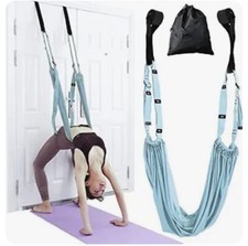 Yoga Stretching Strap Adjustable Height Leg Stretcher Anti-gravity Cotton Blue