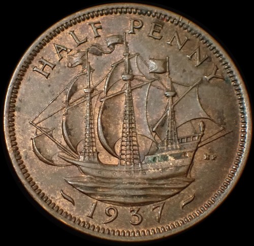 Half penny 1937 george vi - george,