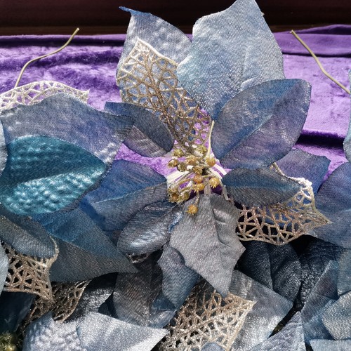 24x artificial poinsettia blue - artificial,