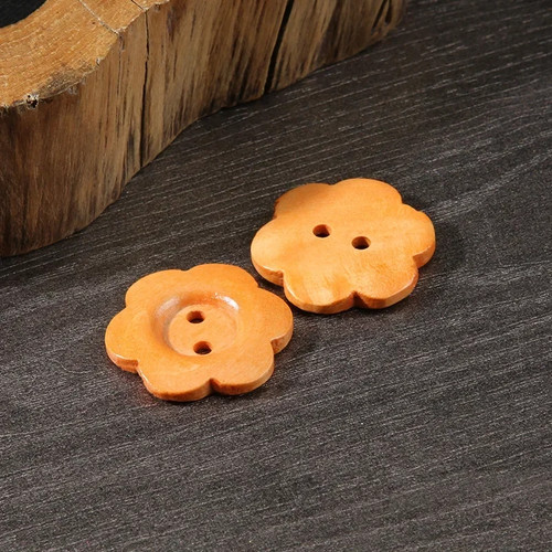 10pcs wooden flower buttons - 10pcs,