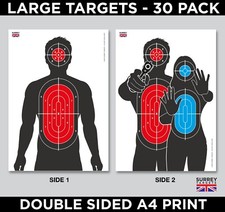 TORSO & GUNMAN HOSTAGE A4 Air Rifle Pistol Gun BB Airsoft Shooting Target 30pk